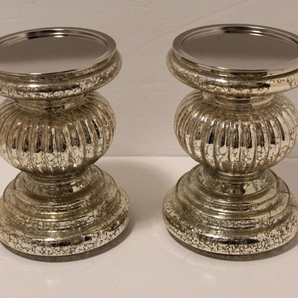 Valerie parr Hill Accents Set Of 2 Mercury Glass Illuminated Candle Holder Pedestals No